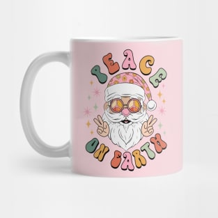 Peace on Earth Shirt Retro Hippie Groovy Santa with Sunglasses Mug